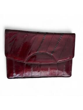 Vintage Burgundy Leather and Eel Skin Mini-Clutch